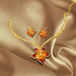 Parashmani Jewellers Replica with Diamond Frosting work Flower Motif Meena Kari Hasuli Necklace