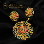 Round Motif Noksha Meenakari Pendant Set